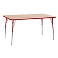 ECR4Kids T-Mold Adjustable Swivel 60 x 36 Rectangle Laminate Activity Table Maple/Red (ELR-14122-MRD-SS)