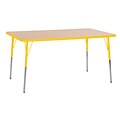 ECR4Kids Thermo-Fused Adjustable Swivel 60 x 36 Rectangle Laminate Activity Table Maple/Yellow (ELR-14222-MPYEYETS)