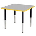 ECR4Kids T-Mold Adjustable Leg 36 Square Laminate Activity Table Grey/Yellow/Black (ELR-14123-GYEBK-SL)