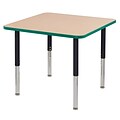 ECR4Kids Thermo-Fused Adjustable Leg 36 Square Laminate Activity Table Maple/Green/Black (ELR-14223-MPGNBKSL)