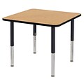 ECR4Kids Thermo-Fused Adjustable Leg 36 Square Laminate Activity Table Oak/Black/Black (ELR-14223-OKBKBKSL)
