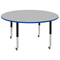 ECR4Kids T-Mold Adjustable Leg 60 Round Laminate Activity Table Grey/Blue/Black (ELR-14124-GBLBK-SL)