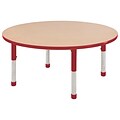 ECR4Kids Thermo-Fused Adjustable 60 Round Laminate Activity Table Maple/Red (ELR-14224-MPRDRDCH)