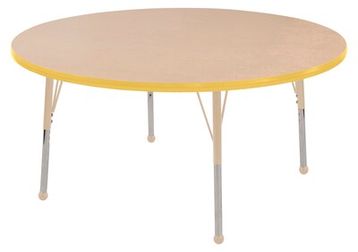 ECR4Kids Thermo-Fused Adjustable Ball 60 Round Laminate Activity Table Maple/Yellow/Sand (ELR-14224-MPYESDSB)