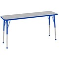 ECR4Kids Thermo-Fused Adjustable Ball 60 x 18 Rectangle Laminate Activity Table Grey/Blue (ELR-14227-GYBLBLTB)