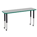 ECR4Kids Thermo-Fused Adjustable Leg 60 x 18 Rectangle Laminate Activity Table Grey/Green/Black (ELR-14227-GYGNBKSL)