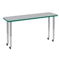 ECR4Kids Thermo-Fused Adjustable Leg 60 x 18 Rectangle Laminate Activity Table Grey/Green/Silver (ELR-14227-GYGNSVSL)