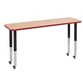 ECR4Kids T-Mold Adjustable Leg 60 x 18 Rectangle Laminate Activity Table Maple/Red/Black (ELR-14127-MRDBK-SL)