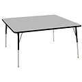 ECR4Kids Thermo-Fused Adjustable Swivel 60 Square Laminate Activity Table Grey/Black (ELR-14228-GYBKBKSS)