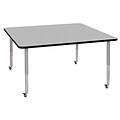 ECR4Kids Thermo-Fused Adjustable Leg 60 Square Laminate Activity Table Grey/Black/Silver (ELR-14228-GYBKSVSL)