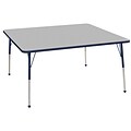 ECR4Kids Thermo-Fused Adjustable Ball 60 Square Laminate Activity Table Grey/Navy (ELR-14228-GYNVNVSB)