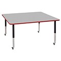 ECR4Kids T-Mold Adjustable Leg 60 Square Laminate Activity Table Grey/Red/Black (ELR-14128-GRDBK-SL)