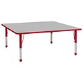 ECR4Kids Thermo-Fused Adjustable 60 Square Laminate Activity Table Grey/Red (ELR-14228-GYRDRDCH)