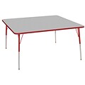 ECR4Kids T-Mold Adjustable Swivel 60 Square Laminate Activity Table Grey/Red (ELR-14128-GRD-SS)