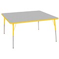 ECR4Kids Thermo-Fused Adjustable Swivel 60 Square Laminate Activity Table Grey/Yellow (ELR-14228-GYYEYETS)