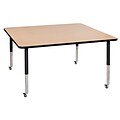 ECR4Kids Thermo-Fused Adjustable Leg 60 Square Laminate Activity Table Maple/Black (ELR-14228-MPBKBKSL)