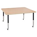 ECR4Kids T-Mold Adjustable Leg 60 Square Laminate Activity Table Maple/Maple/Black (ELR-14128-MMBK-SL)