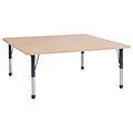 ECR4Kids Thermo-Fused Adjustable 60 Square Laminate Activity Table Maple/Maple/Navy (ELR-14228-MPMPNVCH)