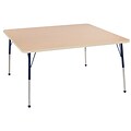 ECR4Kids Thermo-Fused Adjustable Ball 60 Square Laminate Activity Table Maple/Maple/Navy (ELR-14228-MPMPNVTB)