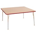 ECR4Kids Thermo-Fused Adjustable Ball 60 Square Laminate Activity Table Maple/Red/Sand (ELR-14228-MPRDSDSB)