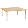ECR4Kids T-Mold Adjustable 60 Square Laminate Activity Table Maple/Yellow/Sand (ELR-14128-MYESD-C)