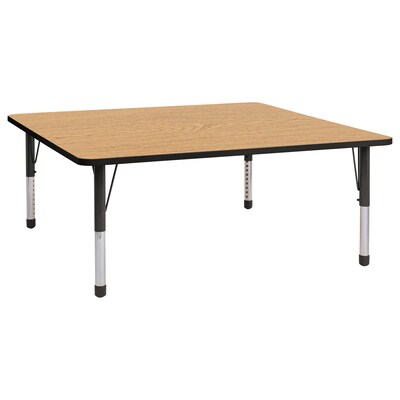 ECR4Kids Thermo-Fused Adjustable 60 Square Laminate Activity Table Oak/Black (ELR-14228-OKBKBKCH)