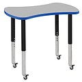 ECR4Kids Thermo-Fused Adjustable Leg 36 Bowtie Laminate Activity Table Grey/Blue/Black (ELR-14229-GYBLBKSL)