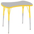 ECR4Kids Thermo-Fused Adjustable Swivel 36 Bowtie Laminate Activity Table Grey/Yellow (ELR-14229-GYYEYESS)