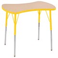 ECR4Kids Thermo-Fused Adjustable Swivel 36 Bowtie Laminate Activity Table Maple/Yellow (ELR-14229-MPYEYESS)