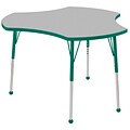 ECR4Kids Thermo-Fused Adjustable Ball 48 Cog Laminate Activity Table Grey/Green (ELR-14230-GYGNGNSB)