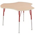 ECR4Kids Thermo-Fused Adjustable Swivel 48 Cog Laminate Activity Table Maple/Maple/Red (ELR-14230-MPMPRDSS)
