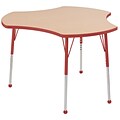 ECR4Kids Thermo-Fused Adjustable Ball 48 Cog Laminate Activity Table Maple/Red (ELR-14230-MPRDRDSB)