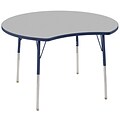 ECR4Kids Thermo-Fused Adjustable Swivel 48 Crescent Laminate Activity Table Grey/Navy (ELR-14231-GYNVNVSS)