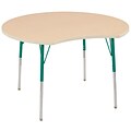 ECR4Kids Thermo-Fused Adjustable Swivel 48 Crescent Laminate Activity Table Maple/Maple/Green (ELR-14231-MPMPGNSS)
