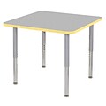 ECR4Kids Thermo-Fused Adjustable Leg 36 Square Laminate Activity Table Grey/Yellow/Silver (ELR-14223-GYYESVSL)