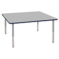 ECR4Kids Thermo-Fused Adjustable Leg 60 Square Laminate Activity Table Grey/Navy/Silver (ELR-14228-GYNVSVSL)