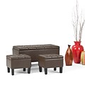 Simpli Home Dover 3 piece Faux Leather Storage Ottoman in Chocolate Brown (AXCOT-238-CBR)