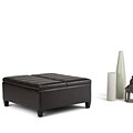 Simpli Home Ellis Coffee Table Storage Ottoman in Tanners Brown (AXCOT-266-BR)