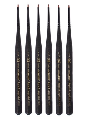 Royal and Langnickel Series 4200 Mini-Majestic Brushes, 2/0 Shader, Pack of 6 (PK6-R4200S-2/0)