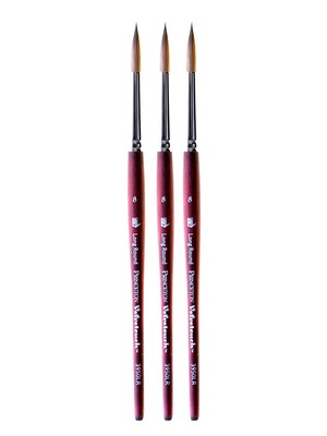 Princeton Velvetouch Mixed Media Brushes 8 long round [Pack of 3] (PK3-3950LR-8)