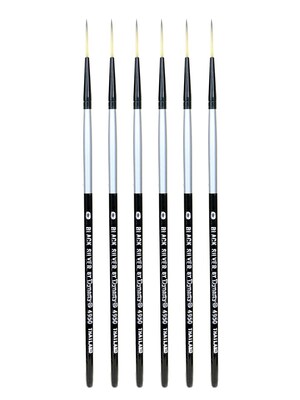 Dynasty Black Silver Long Liner Short Handle 0, Pack of 6 (PK6-32818)