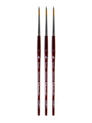 Princeton Velvetouch Mixed Media Brushes 4 round [Pack of 3] (PK3-3950R-4)