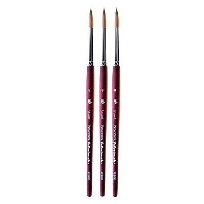 Princeton Velvetouch Mixed Media Brushes 8 round [Pack of 3] (PK3-3950R-8)