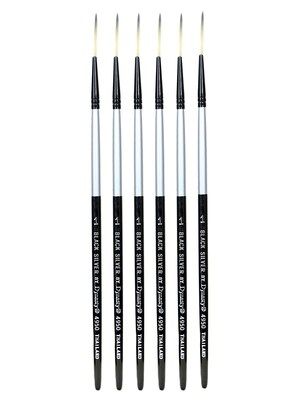 Dynasty Black Silver Long Liner Short Handle 1, Pack of 6 (PK6-32766)