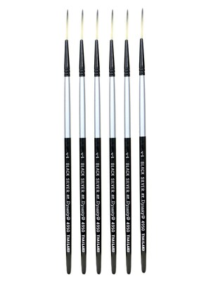 Dynasty Black Silver Long Liner Short Handle 1, Pack of 6 (PK6-32766)