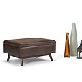 Simpli Home Owen Coffee Table Ottoman with Storage in Distressed Chestnut Brown (AXCOT267S-DBR)