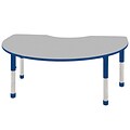 ECR4Kids Thermo-Fused Adjustable 72 x 48 Kidney Laminate Activity Table Grey/Blue (ELR-14204-GYBLBLCH)