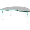 ECR4Kids Thermo-Fused Adjustable Swivel 72 x 48 Kidney Laminate Activity Table Grey/Green (ELR-14204-GYGNGNTS)