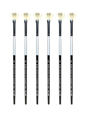 Dynasty Black Silver Fan Short Handle 2, 6/Pack (PK6-32829)