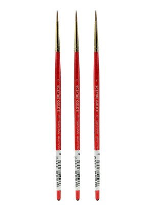 Winsor and Newton Sceptre Gold II Short Handled Brushes 2 round 101 [Pack of 3] (PK3-5181702)